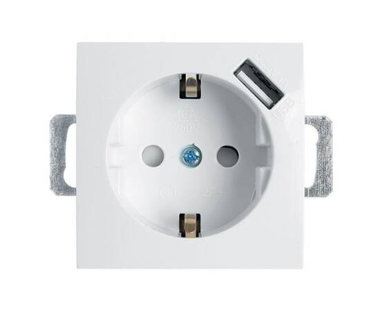 Розетка Stekker Эрна c/з 16A 250V с защитной шторкой и с USB белый PST16-9111-01 39318