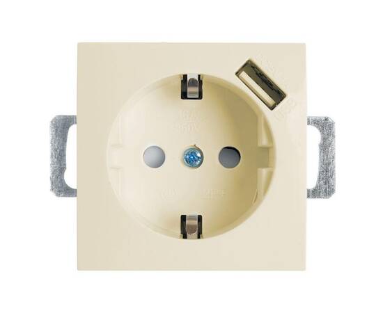 Розетка Stekker Эрна c/з 16A 250V с защитной шторкой и с USB слоновая кость PST16-9111-02 39329