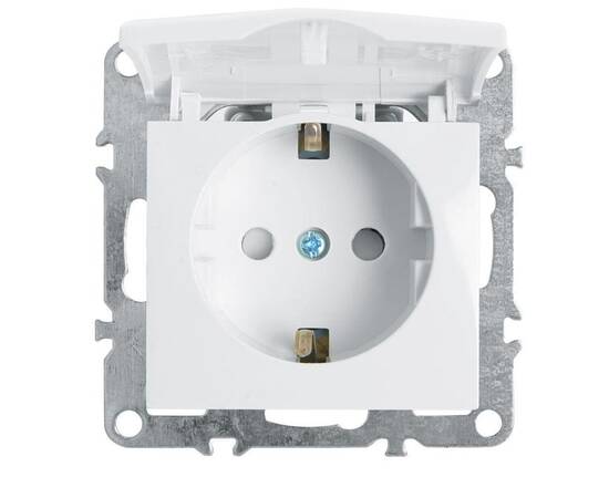 Розетка Stekker Эрна с/з 16A 250V с крышкой защитной шторкой белый PST16-9112-01 39319