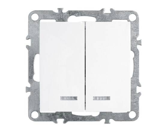 Выключатель двухклавишный Stekker Эрна с подсветкой белый PSW10-9102-01 39310
