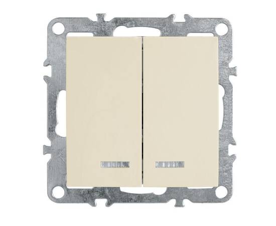 Выключатель двухклавишный Stekker Эрна с подсветкой слоновая кость PSW10-9102-02 39321