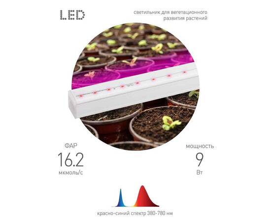 Светильник для растений ЭРА FITO-9W-Т5-N Б0045231, изображение 3