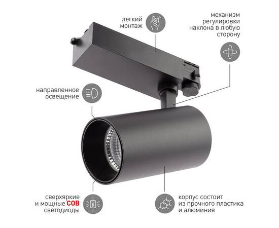 Трековый светильник ЭРА SТR-30-36-30K-B40 Б0049780, изображение 7