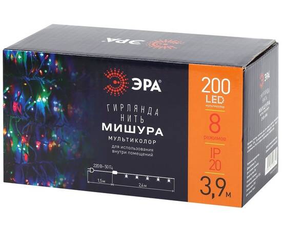 Гирлянда мишура 220V мультиколор ЭРА ENIN - WM Б0047972