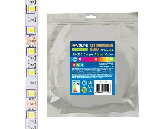 Светодиодная лента Volpe 7,2W/m 30LED/m 5050SMD RGB 5M ULS-Q210 5050-30LED/m-10mm-IP20-DC12V-7,2W/m