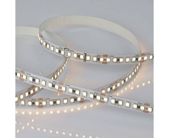 Светодиодная лента Uniel ULS-2835-168LED/m-10mm-IP20-DC24V-14W/m-5M-3000K катушка в герметичной упак, изображение 2