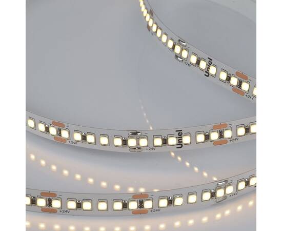 Светодиодная лента Uniel ULS-2835-180LED/m-10mm-IP20-DC24V-17W/m-5M-3000K катушка в герметичной упак, изображение 2