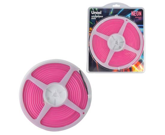 Светодиодная лента Uniel ULS-N01-2835-120LED/m-6mm-IP67-DC12V-9W/m-5M-PINK блистер