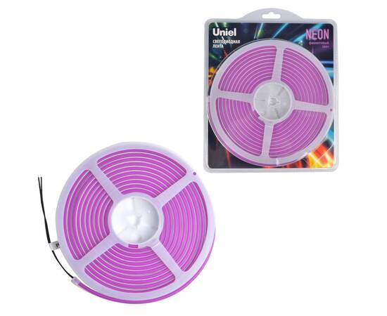 Светодиодная лента Uniel ULS-N01-2835-120LED/m-6mm-IP67-DC12V-9W/m-5M-PURPLE блистер