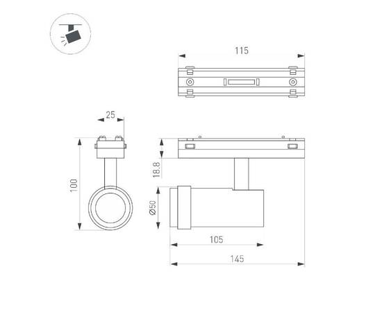 Трековый светодиодный светильник Arlight Mag-Vibe-Spot-Zoom-R47-10W Warm3000 044484 (#акция#), изображение 3