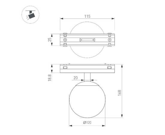 Трековый светодиодный светильник Arlight Mag-Vibe-Sfero-R120-6W Warm3000 044457 (#акция#), изображение 3
