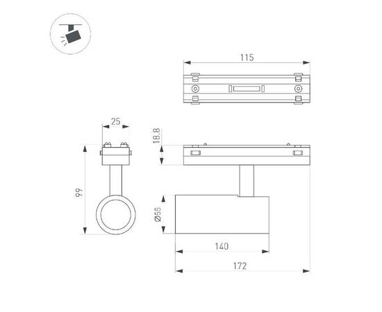 Трековый светодиодный светильник Arlight Mag-Vibe-Spot-R55-18W Day4000-Mix 045005 (#акция#), изображение 3