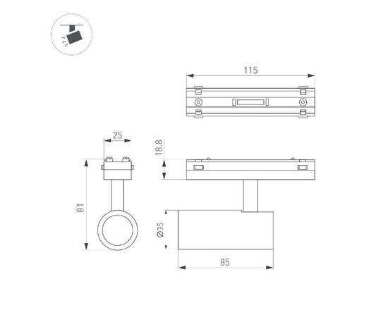Трековый светодиодный светильник Arlight Mag-Vibe-Spot-R35-8W Warm3000 044463 (#акция#), изображение 3