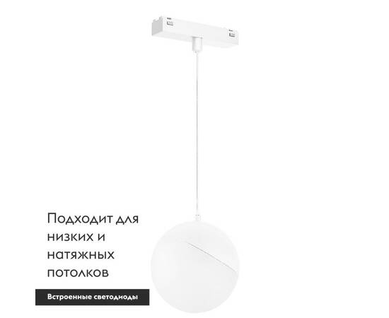 Трековый светодиодный светильник Arlight Mag-Vibe-Emisfero-Hang-R100-6W Day4000 044455 (#акция#), изображение 2
