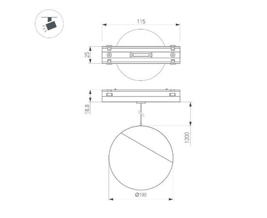 Трековый светодиодный светильник Arlight Mag-Vibe-Emisfero-Hang-R100-6W Day4000 044455 (#акция#), изображение 3
