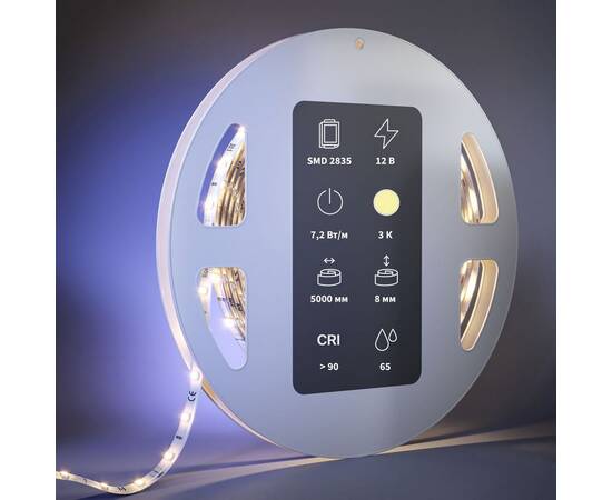 Светодиодная влагозащищенная лента Maytoni 7,2W/m 60LED/m 2835SMD теплый белый 5M 201020, изображение 3