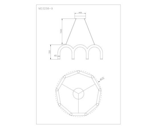 Подвесной светодиодный светильник Arte Lamp Warhol A3258LM-45BK, изображение 2