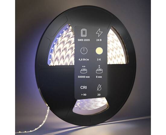Светодиодная лента Maytoni 4,8W/m 60LED/m 2835SMD теплый белый 50M 201015, изображение 3