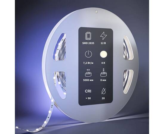Светодиодная лента Maytoni 7,2W/m 60LED/m 2835SMD дневной белый 5M 201018, изображение 3