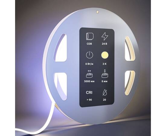 Светодиодная лента Maytoni 8W/m 320LED/m COB теплый белый 5M 201071, изображение 3