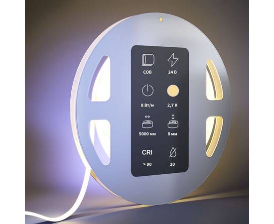 Светодиодная лента Maytoni 8W/m 320LED/m COB теплый белый 5M 201070, изображение 3