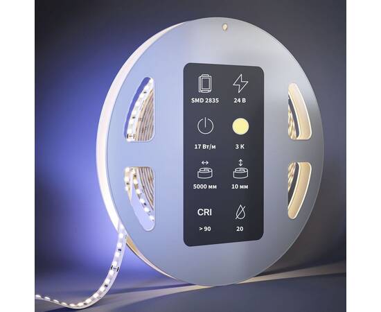 Светодиодная лента Maytoni 17W/m 168LED/m 2835SMD теплый белый 5M 201058, изображение 3