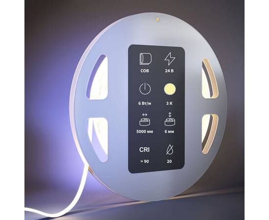 Светодиодная лента Maytoni 6W/m 480LED/m COB теплый белый 5M 201067, изображение 3