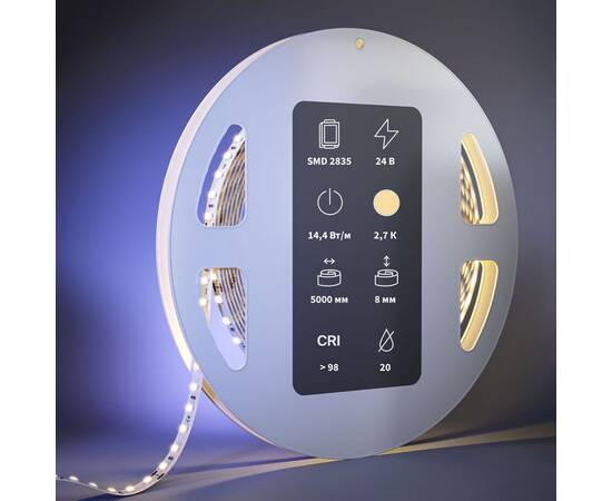 Светодиодная лента Maytoni 14,4W/m 120LED/m 2835SMD теплый белый 5M 201087, изображение 3
