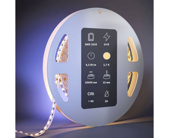 Светодиодная лента Maytoni 8,5W/m 120LED/m 2835SMD теплый белый 20M 201120, изображение 3