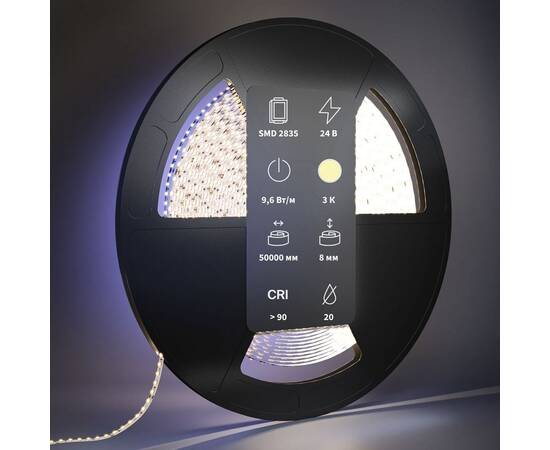 Светодиодная лента Maytoni 9,6W/m 120LED/m 2835SMD теплый белый 50M 201047, изображение 3