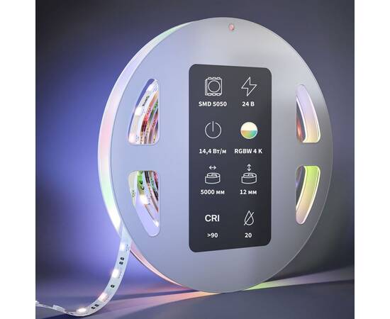 Светодиодная лента Maytoni 14,4W/m 60LED/m 5050SMD дневной белый + RGB 5M 201133, изображение 3