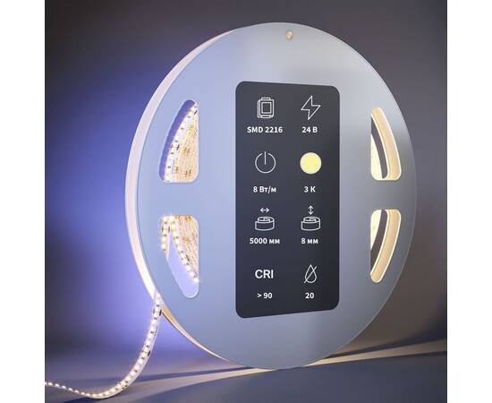 Светодиодная лента Maytoni 8W/m 300LED/m 2216SMD теплый белый 5M 201061, изображение 3