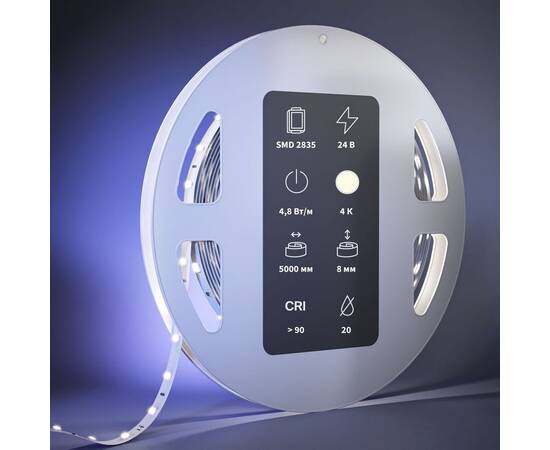Светодиодная лента Maytoni 4,8W/m 60LED/m 2835SMD дневной белый 5M 201010, изображение 3