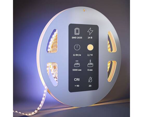 Светодиодная лента Maytoni 12W/m 160LED/m 2835SMD теплый белый 5M 201099, изображение 3