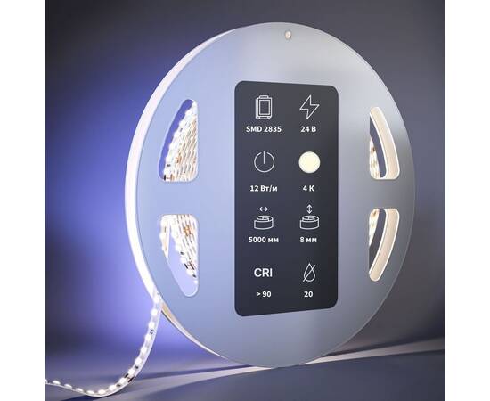 Светодиодная лента Maytoni 12W/m 160LED/m 2835SMD дневной белый 5M 201101, изображение 3