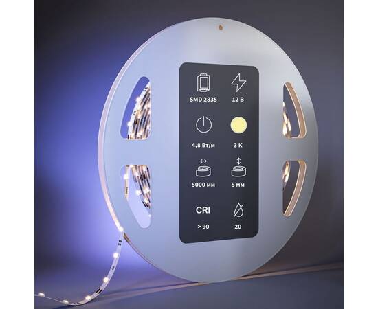 Светодиодная лента Maytoni 4,8W/m 60LED/m 2835SMD теплый белый 5M 201103, изображение 3