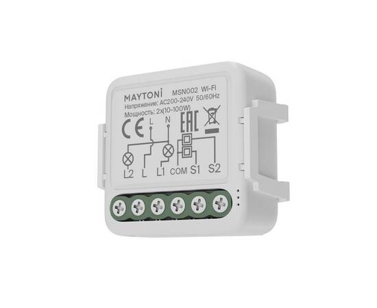 Wi-Fi выключатель двухканальный (без нуля) Maytoni Technical Smart home MSN002