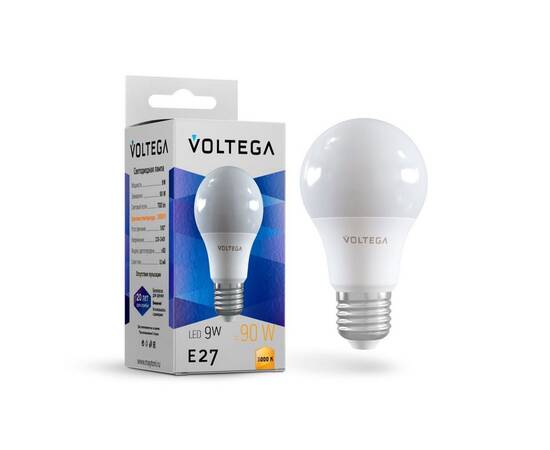 Лампа светодиодная Voltega E27 9W 3000K шар 7244