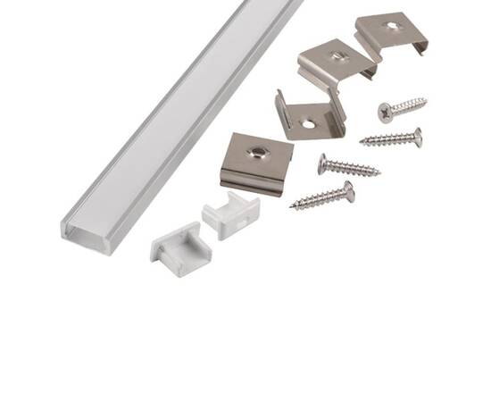 General комплект св/д профиль накл.+рассеив.+аксес. 2000х16x7мм алюм/поликарб