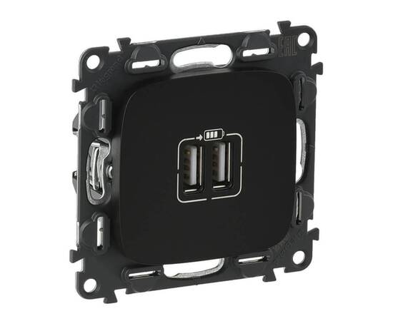 Розетка USB двойная Legrand Valena Allure 240V/5V 1500mA антрацит 754998