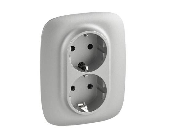 Розетка двойная Legrand Valena Allure 16A 250V с/з со шторками безвинтовой зажим алюминий 753926