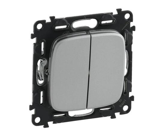 Выключатель двухклавишный Legrand Valena Allure 10A 250V алюминий 752905