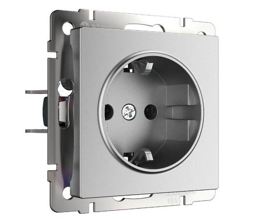 Розетка с заземлением Werkel Серебряный матовый