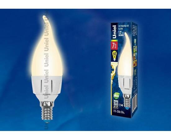 Лампа светодиодная (UL-00002415) Uniel E14 7W 4000K матовая LED-CW37 7W/NW/E14/FR PLP01WH, изображение 2