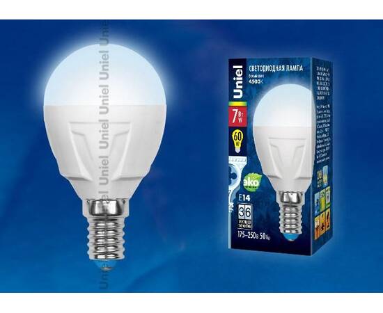 Лампа светодиодная (UL-00002416) Uniel E14 7W 3000K матовая LED-CW37 7W/WW/E14/FR PLP01WH, изображение 2