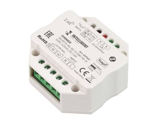 Диммер Arlight SMART-0-10V-301-72-DIM-PD-IN (230V, 1x20mA, ZB, 2.4G) 037347