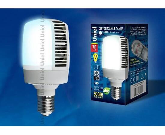 Лампа светодиодная (UL-00001812) Uniel E40 70W 6500K матовая LED-M105-70W/DW/E40/FR ALV02WH, изображение 2