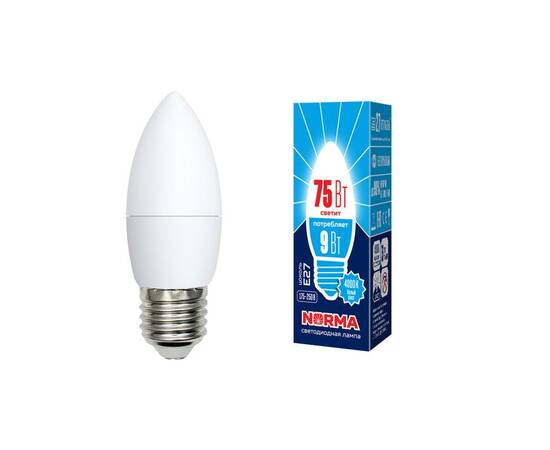 Лампа светодиодная (UL-00003806) Volpe E27 9W 4000K матовая LED-C37-9W/NW/E27/FR/NR, изображение 2