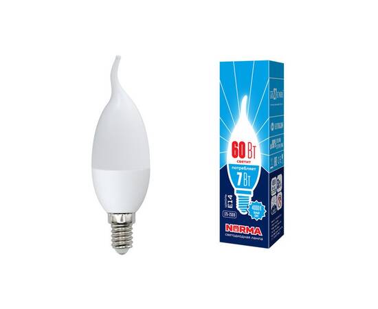 Лампа светодиодная (UL-00003801) Volpe E14 7W 3000K матовая LED-CW37-7W/WW/E14/FR/NR, изображение 2