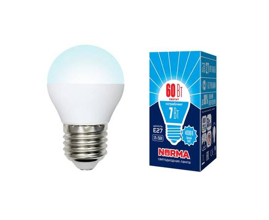 Лампа светодиодная (UL-00003822) Volpe E27 7W 4000K матовая LED-G45-7W/NW/E27/FR/NR, изображение 2